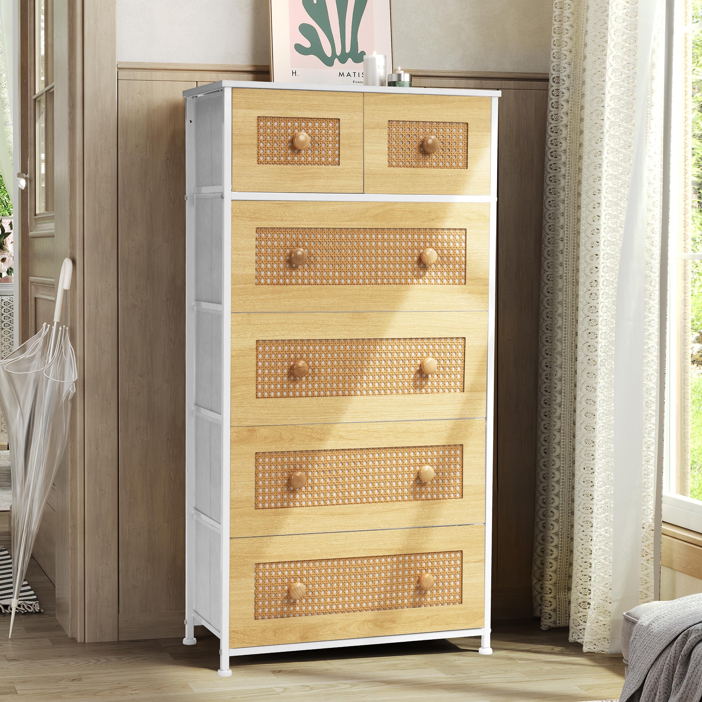 ラタン 5段チェスト 引き出し 収納 タンス 箪笥 電話台 ビンテージ Amazon｜Crestlive Products ラタン チェスト タンス 箪笥